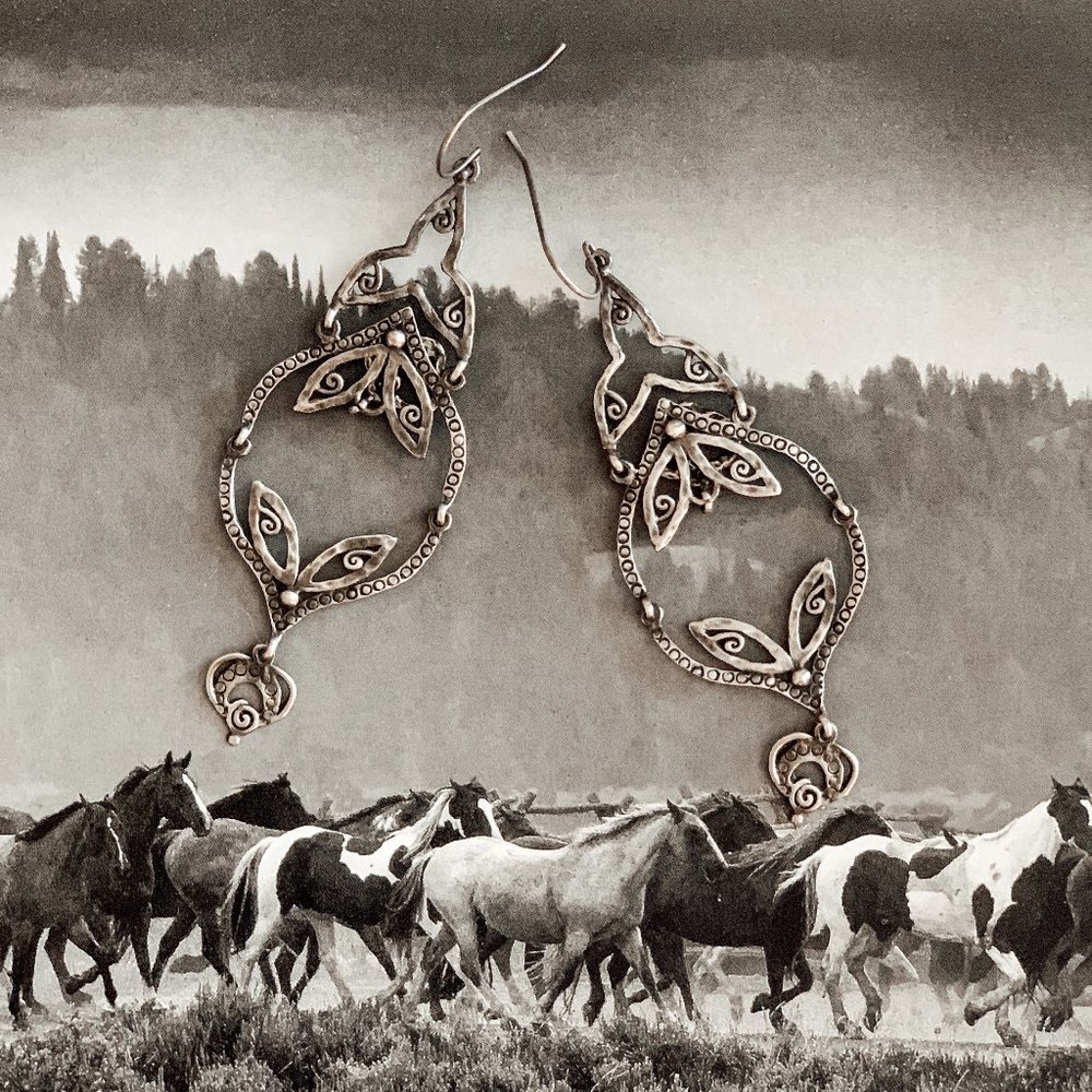 Ornate Silver Chandelier Earrings